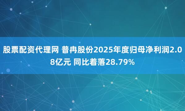 股票配资代理网 普冉股份2025年度归母净利润2.08亿元 同比着落28.79%